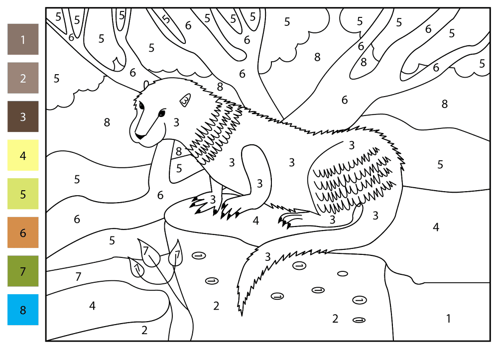 Otter Color By Number Coloring Page Md Coloring Page — Free Printable — free printable coloring page